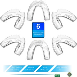 The ConfiDental Mouth Guard for Grinding Teeth at Nighttime Pack of 6 Moldable Dental Bite Guards for Clenching and Bruxism, Custom Fit for Comfortable Sleep