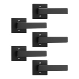 Tinewa 5 Pack Dummy Door Handles for Left Hand and Right Hand, Square Black Door Konbs for Closets, Non-Turning Single Side Pull