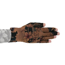Lymphedivas Cherry Blossom Mocha Medical Graduated Compression Glove for Lymphedema (20-30 mmHg Large)