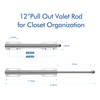 FIRJOY 12" Valet Rod for Closet Pull Out (1 Pack,