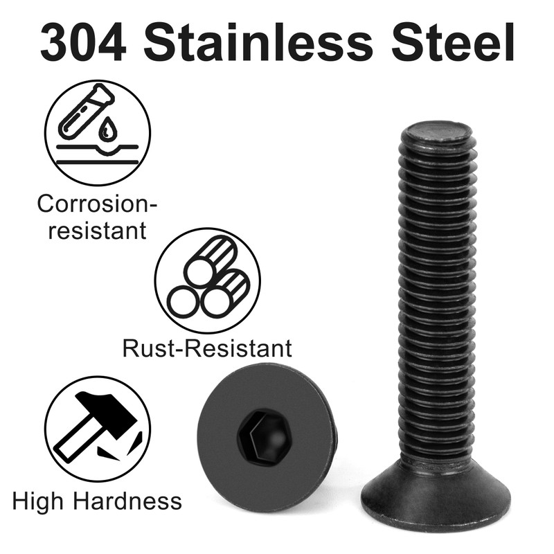 Tunejoy Countersunk Screws M8 x 20 mm Black Stainless Steel