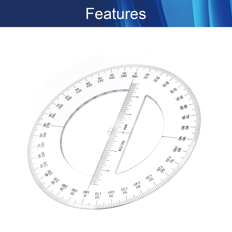 Hegebeck 360 Degree Clear Protractor 20cm/8 Inch Diameter Plastic Math