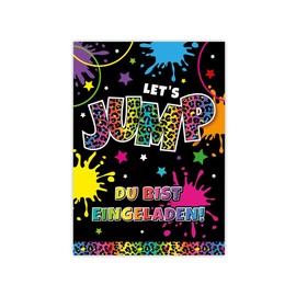 Minkocards 8 Invitation Cards Including 8 Envelopes for Children's Birthday Girls Jump Trampoline Batut Invitations for Girls' Birthday Invitations