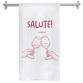 GOOZHO Trendy Pink Italian Kitchen Towels, Italian Salute Cheers Dish Tea Towels for Kitchen Home Bar Cart Decor, Bartender Gifts Decorative Hand Towels, 16x24 Inches