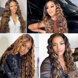 28 30 32 inch #4 Bundles 4/30 Human Hair Bundles Ombre Water Wave Bundles Human Hair #30 Bundles Highlight Water Wave Bundles Brown Human Hair Bundles 4/30 Bundles