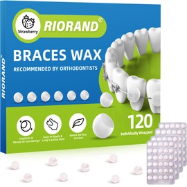 RioRand Orthodontic Wax for Braces Wax 120 Individual Hygienic Packaging Clear dental Wax Dots Portable and Easy to Tear Strawberry