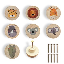 Lasyman Animal Wood Dresser Cabinet Drawer Knobs Round Unique Decorative Wooden Drawer Knobs for Kids Cabinets (8, Log color1)