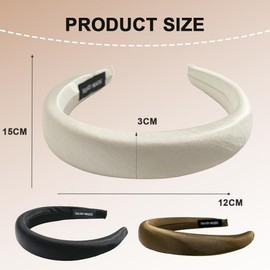 Satin Headband with Padded and Satin Hair Bobbles Set, Satin Hair Rings with Elastic Band, Wide Headband for Women and Girls, Silk Scrunchies Gift (Beige, One Size)