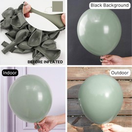 PartyWoo Dusty Green Balloons 50 pcs 12 Inch Matte Sage Boho Green Eucalyptus Balloons for Wedding Baby Shower Gender Reveal Birthday Graduation Jungle Safari Party Decorations Green-F59