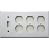 Stamped Steel Smooth White 4 Gang Wall Plate - One