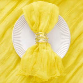 DeZerlor 30 Pack Lemon Yellow Cheesecloth Napkins Washable Summer Yellow Cloth Napkins Set of 30 Cotton Gauze Dinner Table Napkins Bulk 21x21 Inches Lemon Decorations for Baby Shower Wedding Birthday
