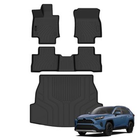 AUXKO All Weather Floor Mats Cargo Mat Rear Back Seat Protector Fits for Toyota Rav4 Hybrid 2019-2024 TPE Liner Toyota Rav4 Accessoires Odorless Anti-Slip Black