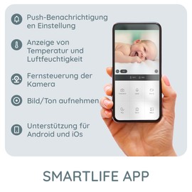 Alecto SMARTBABY10BE Video Baby Monitor with Camera and WiFi/WLAN - Video Baby Monitor with Night Vision - For Home and Travel - Baby Monitor with Intercom and Controllable with App - White/Beige