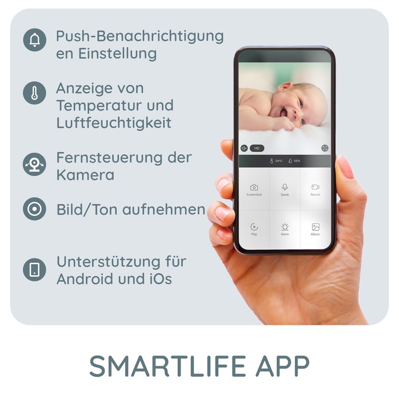 Alecto SMARTBABY10BE Video Baby Monitor with Camera and WiFi/WLAN -