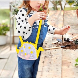 KMDJG Beach Toy Mesh Beach Bag, Kids Shell Collecting Bag, Dinosaur Beach Toy Bag Totes for Holding Shells Beach Toys, Swimming Accessories for Boys Girls Picking Up Shells and Toys (Yellow)