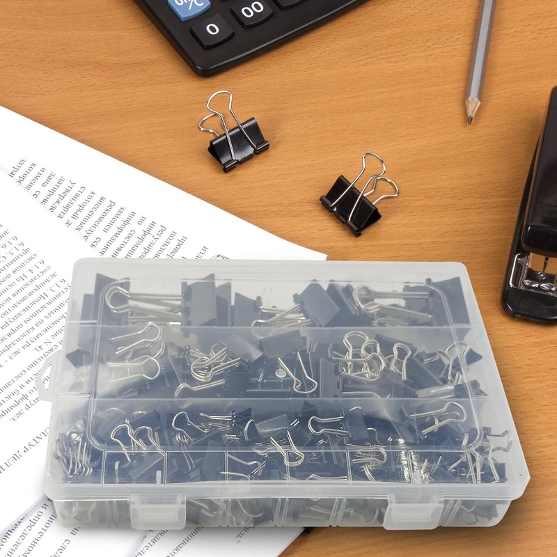 170 Pcs Binder Clips Assorted Sizes, Black Large, Medium, Small