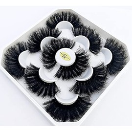 HBZGTLAD new 5 Pairs 25 mm 3d Mink Lashes Bulk Faux with Custom Natural Mink Lashes Pack Short Wholesales Natural False Eyelashes (9D-13)