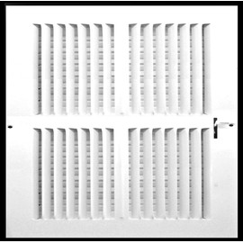 14" X 10" 2-Way-Vertical AIR Supply Grille - Vent Cover & Diffuser - Flat Stamped Face - White [Outer Dimensions: 15.75"w X 11.75"h]
