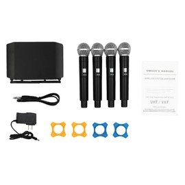 GXFCHYL Portable Wireless Microphone System Four Handheld Pro 4-Channel Mics Cordless Microphone Set with Four Handheld Microphones Long Range 65.62 ft for Home, KTV