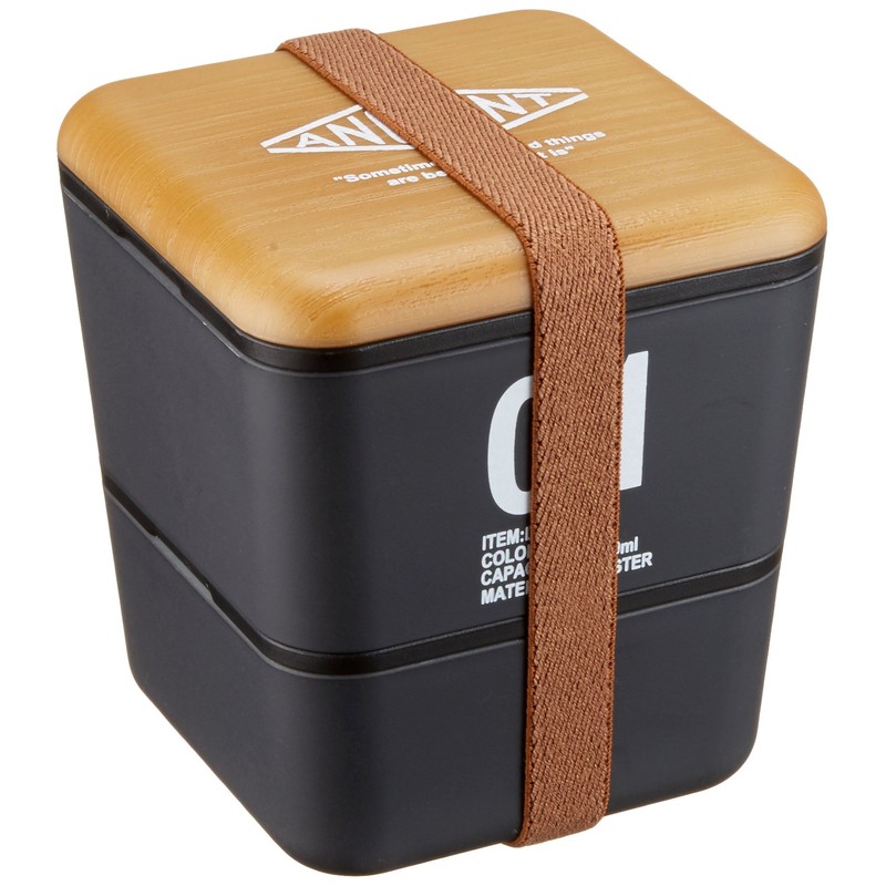 Masakazu ANCIENT Square Nest Lunch 01 Wood Grain Black
