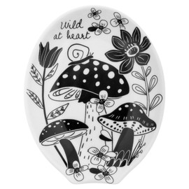 Karma Gifts, B&W Ceramic Spoon Rest, Mushroom