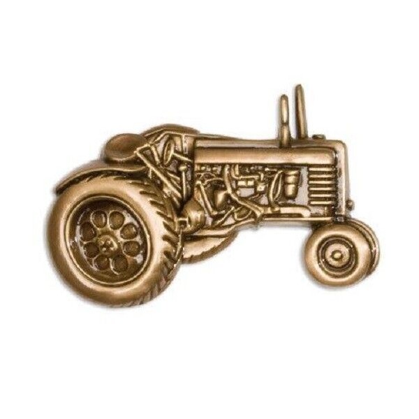 Brass Tractor Applique for Funeral Box/Cube Cremation Urn, Pewter Also