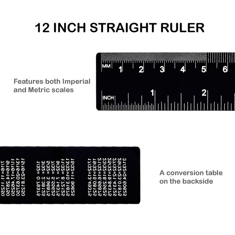 FUTGLOBAL Set of 3 Aluminum Engineering Scale Metal Ruler Set,