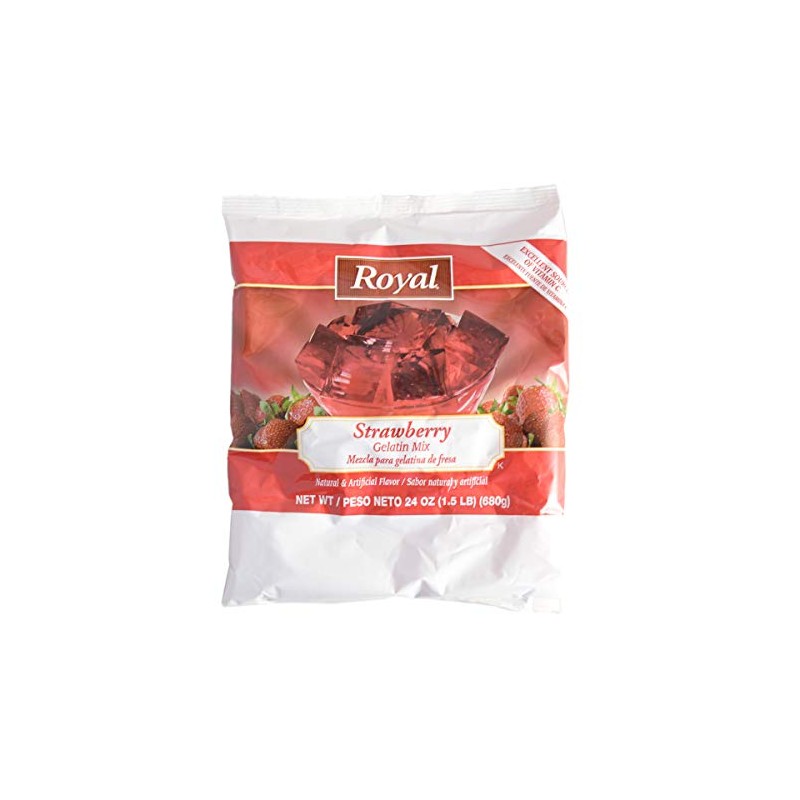 24oz Royal Strawberry Gelatin Mix (One Bag)