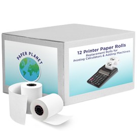 Adding Machine Bond Paper Rolls for Finance and Tax Professionals by Paper Planet | Printing Calculator Rolls Compatible with Select Canon, Casio, Sharp, and Victor Adding Machines | 12 Rolls