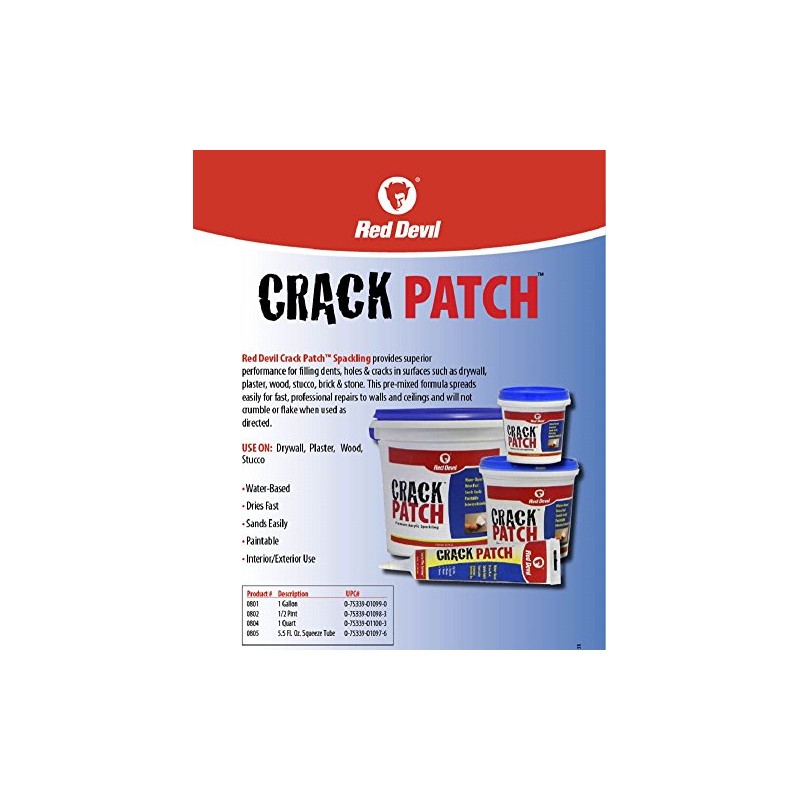 Red Devil 0804 Crack Patch Premium Acrylic Spackling, 1 Quart,