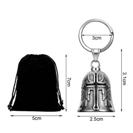 HEYOMI Guardian Bell Motorcycle Bell, Stainless Steel Motorcycle Bell Lucky Charm, Motorcycle Key Ring, Protective Bell Angel Riding Bell, Motorcycle Bell Keyring for Blessing the Peace