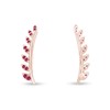 Simulated Ruby Ear Crawler Cuff Earrings 14k Rose Gold Over