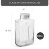68oz Glass Pitcher with Lid (2 Lids), Rectangle Beverage Serveware