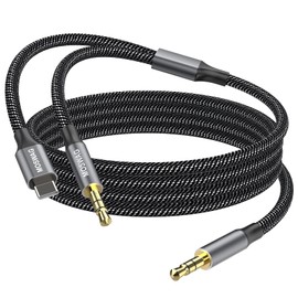 MOSWAG AUX Cable 1.64FT/0.5M Auxiliary Cable 3.5mm AUX Cord Male to Male Audio Stereo Cord Type C to 3.5mm Headphone Stereo Car Cord Compatible for Headphones,Car,Home Stereos,Speaker,Echo