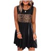 LANMERTREE Leopard Color Block Ruffled Sleeveless Mini Dress Womens Casual