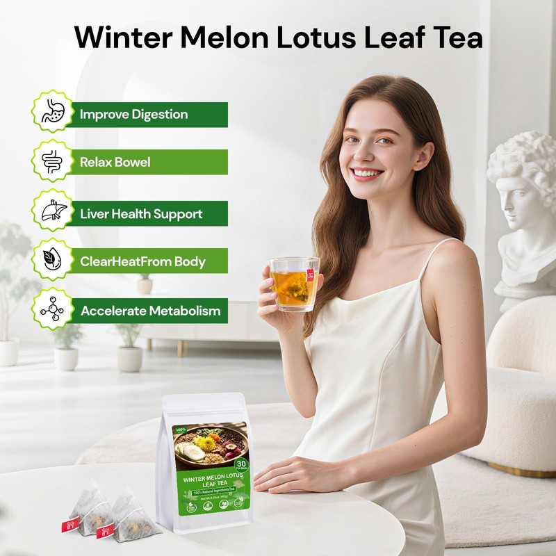 Winter Melon Lotus Leaf Tea, Oil Cleansing Tea, 30 Bags