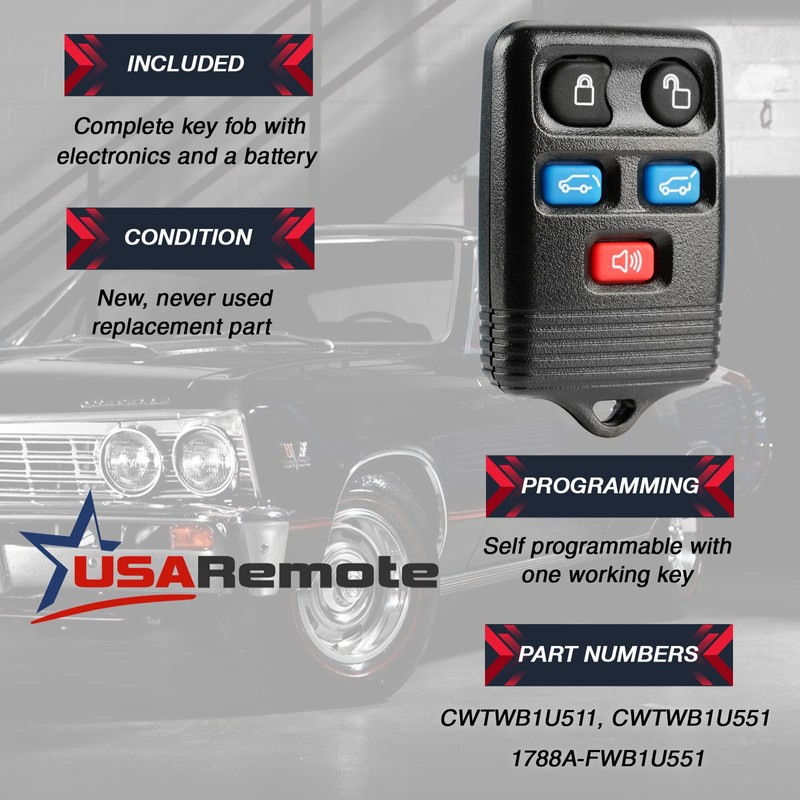Car Key Fob Keyless Entry Remote fits 2003-2010 Ford Expedition