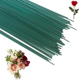 QMLING Pack of 110 Flower Wires, Green, Floristry Wire, 30 cm, 2 mm Flower Trunk Wire, Craft Wire for Flower Crafts, Bouquet, Artificial Flowers