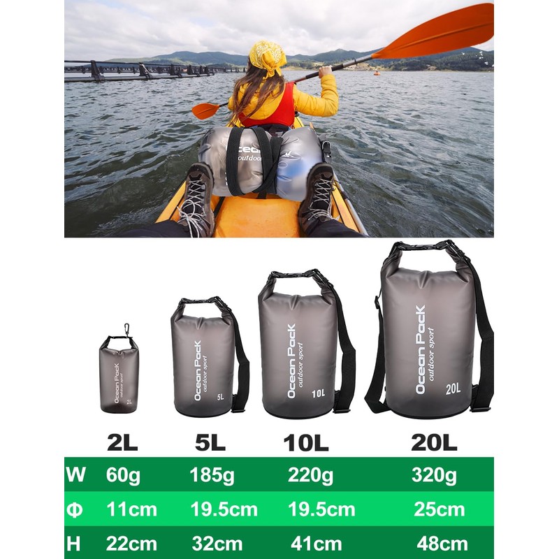 Henrycares Dry Bag Waterproof Bag, 20L 10L 5L 2L Waterproof