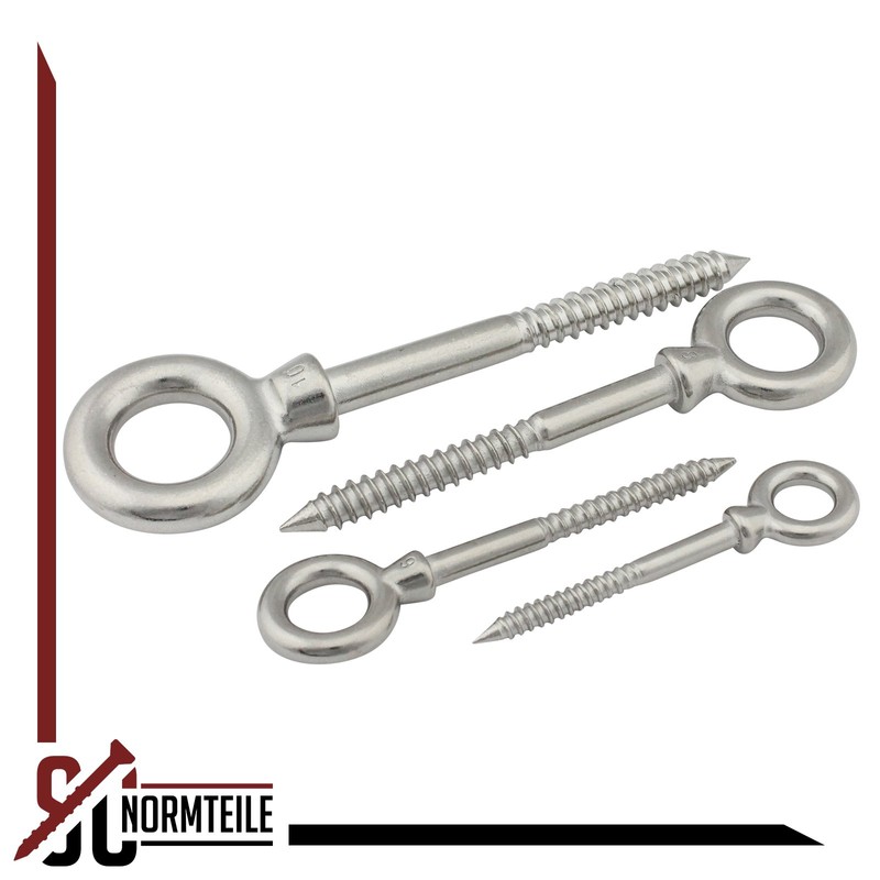 Eye bolt with wood thread, 6 x 60 mm, 1