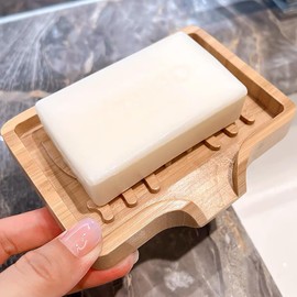 MAGDESIGNER Bamboo Soap Dish Holder Tray, Wood Bar Soap Saver Self Draining Soap Case for Bathtub Hotel Home Decoration Countertop Drying Shower Sink (1PCS)