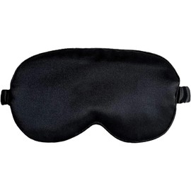 Black Silk Sleep Mask with Adjustable Strap - Luxurious, Comfortable Eye Mask for Deep Rest, Ideal for Travel and Home Use, Blocks Light Effectively