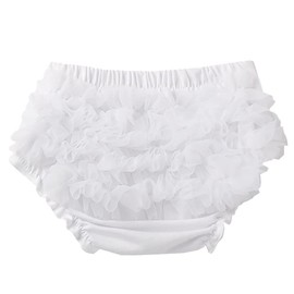 HDLEXD Toddler Infant Baby Girls Lace Ruffle Bloomers Elastic Cotton Tutu Briefs Panties Bottom Shorts White S