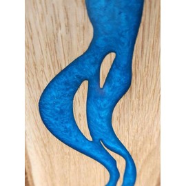 Melody Jane Dolls House River Table Solid Ash Bespoke Blue Epoxy Resin Dining Furniture 1:12