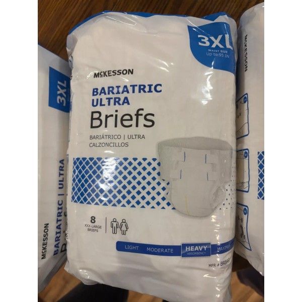 McKesson Bariatric Ultra Briefs Diapers Underwear w/Tabs 3XL Heavy, 8