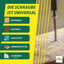 Jet-Fast Original Universal screws, Duo-countersunk head, self-drill bit, gold, 11404x40n