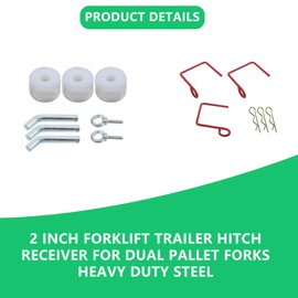 ALL-CARB 2 inch Forklift Trailer Hitch Receiver for Dual Pallet Forks Heavy Duty Steel 6500lbs Capacity