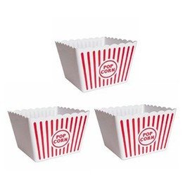 Novelty Place] Recipientes Plásticos para Palomitas de Maíz Clásico con Rayas Rojas y Blancas para Noches de Cine - 20,32 cm Cuadrado x 17,78 cm de Profundidad (Paquete de 2)
