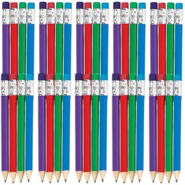 Fun Express Mini White Wooden Pencils, 4" (Pack of 24) - Perfect for Birthday Favor Bags, Party Decorations, Classroom Activities, and Writing Projects