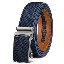 KEMISANT Belt Men, Sliding Ratchet Belt Genuine Leather For Gift Mens Dress Pants Oxfords,Size Adjustable(Purplish Blue,38"-44" Waist Adjustable)